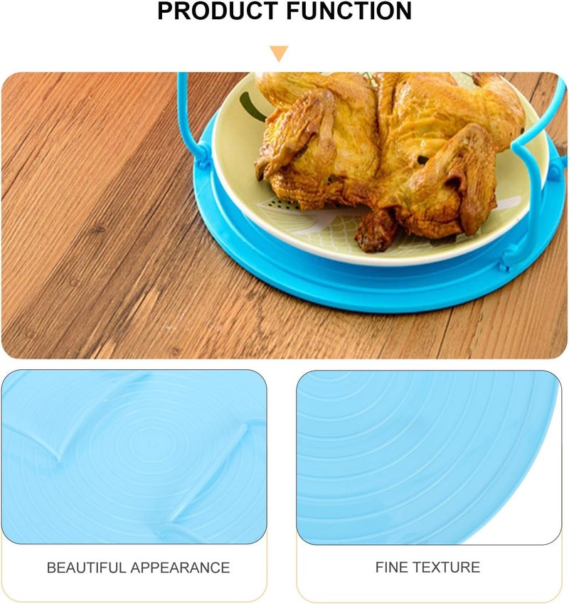 2pcs Microwave Oven Food Steaming Rack with Rounded Food Tray, Layered Kitchen Storage Stand for Cooking and Heating, Blue and Rose Red, Multifunctional Kitchen Organizer - Image 3