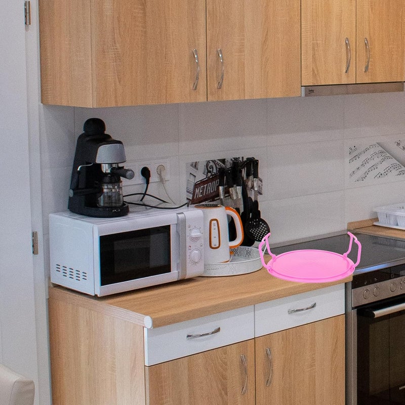 2pcs Microwave Oven Food Steaming Rack with Rounded Food Tray, Layered Kitchen Storage Stand for Cooking and Heating, Blue and Rose Red, Multifunctional Kitchen Organizer - Image 5