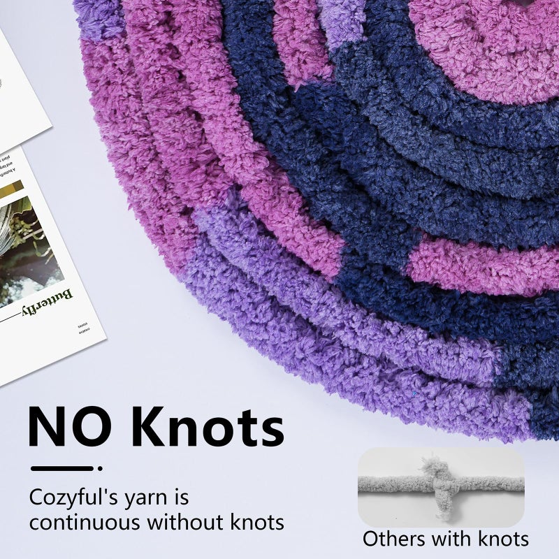 Cozyful Chunky Yarn for Hand Knitting - #10 Chunky Chenille Blanket Yarn, Jumbo Big Thick Chunky Yarns for Crocheting, Tie Dye Bulky Knit Yarns, 8 Skein (25 yds 8 oz Each Skein), Multi Purple - Image 4