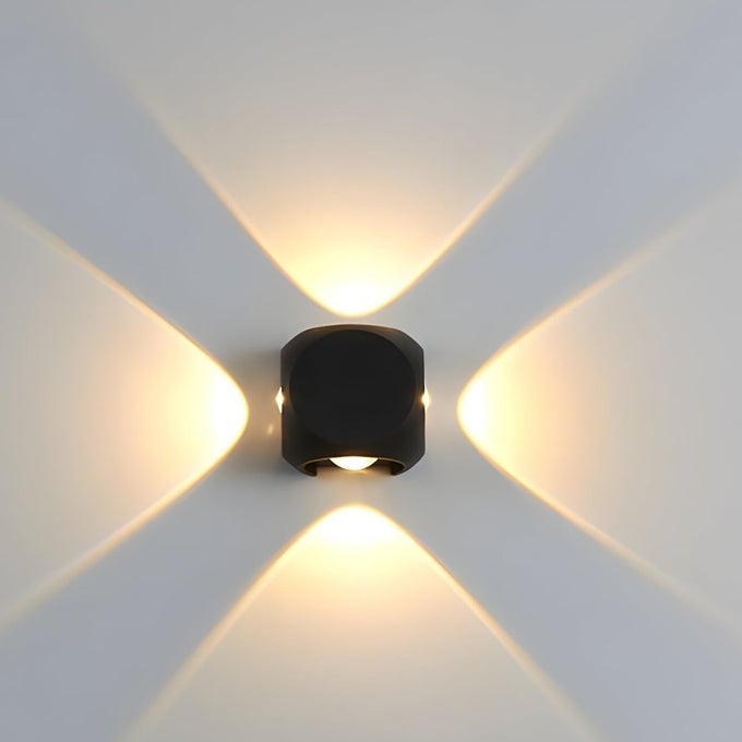 4 WAY OVAL UP DOWN LED OUTDOOR WATERPROOF IP65 EXTERIOR WALL STEP LIGHT FIXTURE LAMP WARM WHITE BLACK BODY 8 WATTSALUMINIUM