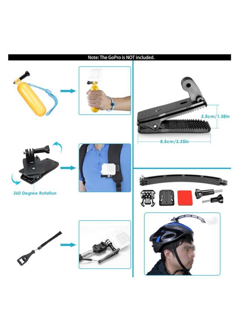 120-In-1 Sport Action Camera Accessory Kit For GoPro Hero4 Hero 7, Hero 6 Hero 5 SJCAM Yi Action Camera Black - Image 5