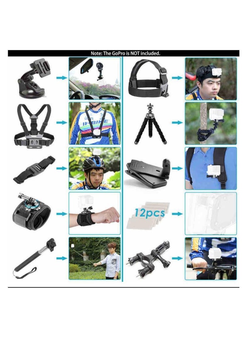 120-In-1 Sport Action Camera Accessory Kit For GoPro Hero4 Hero 7, Hero 6 Hero 5 SJCAM Yi Action Camera Black - Image 4