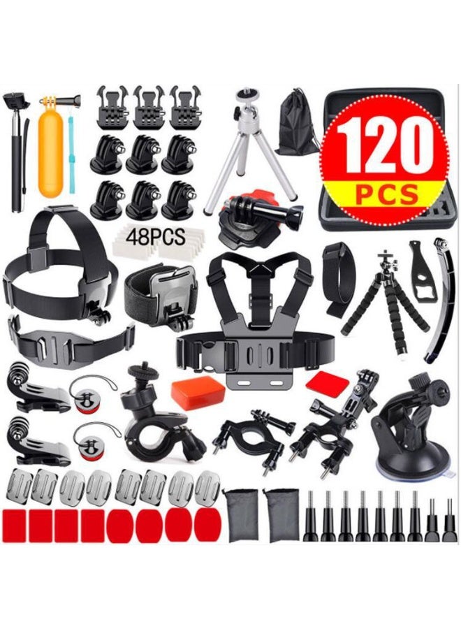 120-In-1 Sport Action Camera Accessory Kit For GoPro Hero4 Hero 7, Hero 6 Hero 5 SJCAM Yi Action Camera Black - Image 1
