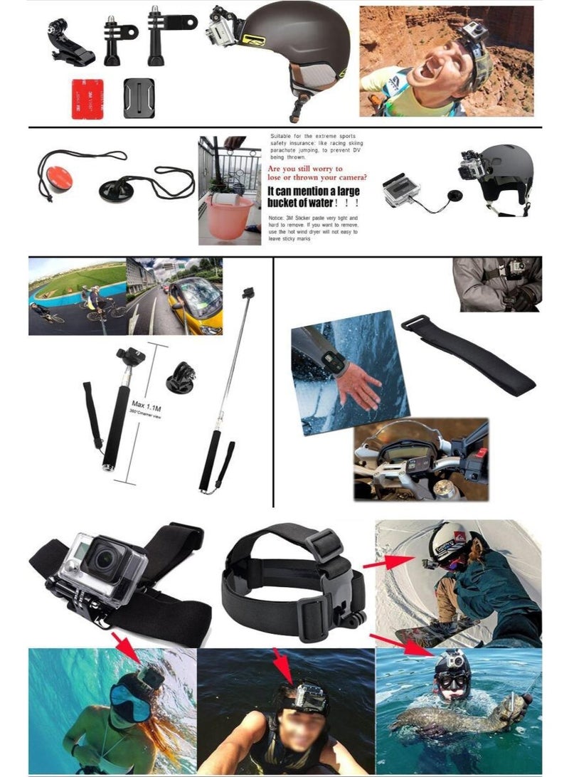 120-In-1 Sport Action Camera Accessory Kit For GoPro Hero4 Hero 7, Hero 6 Hero 5 SJCAM Yi Action Camera Black - Image 2