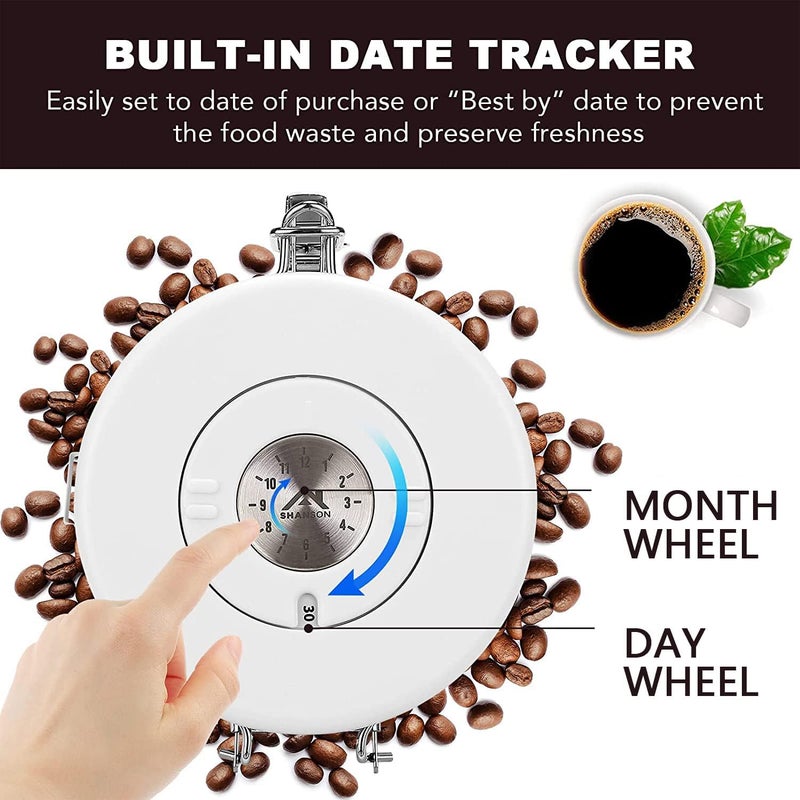 ShanSon Coffee Canister Airtight Coffee Container Stainless Steel Coffee Bean Storage Container with Scoop Coffee Canister for Beans Grounds Sugar Flour Tea Cereal,16OZ, White - Image 3