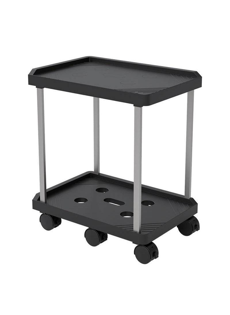 FlashHawk 2 Tier Mobile Computer PC Tower Stand, Holder Stand Cart with Rolling Caster Wheels, Fits Most Gaming PC and Printer Under Desktop Tower Stand, Rolling Computer Tower Stand, Office Floor Stand, Black  - Image 1