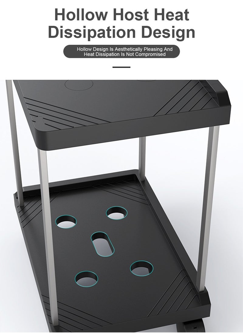 FlashHawk 2 Tier Mobile Computer PC Tower Stand, Holder Stand Cart with Rolling Caster Wheels, Fits Most Gaming PC and Printer Under Desktop Tower Stand, Rolling Computer Tower Stand, Office Floor Stand, Black  - Image 5