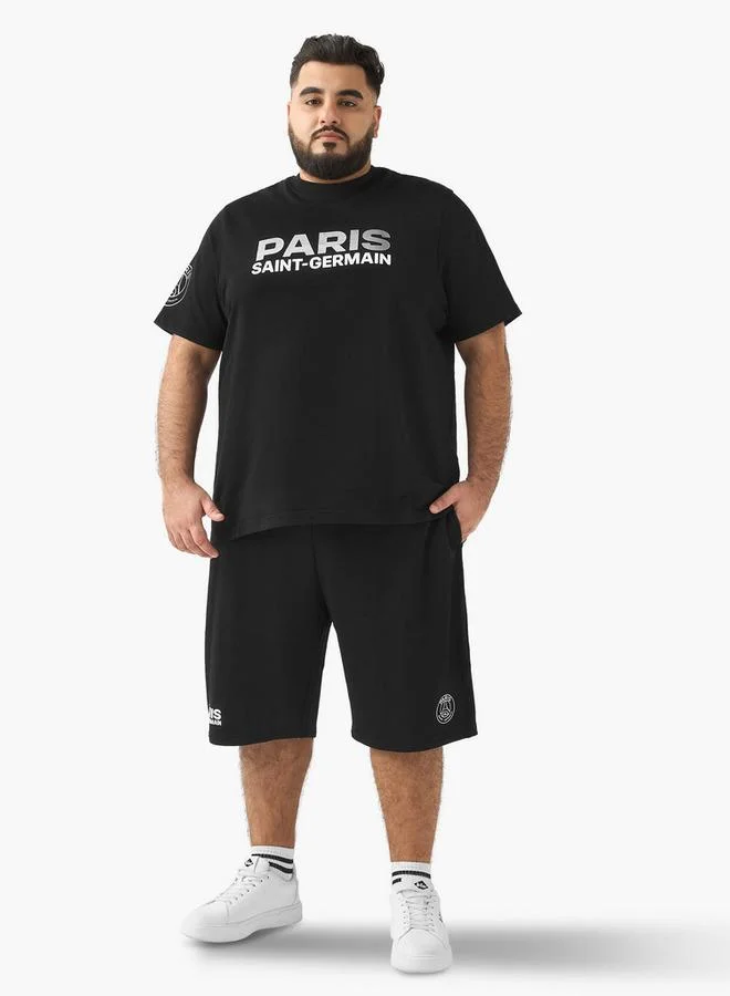 Men's Regular Fit Crew Neck Short Sleeve Paris Saint Germain Print T-shirt
