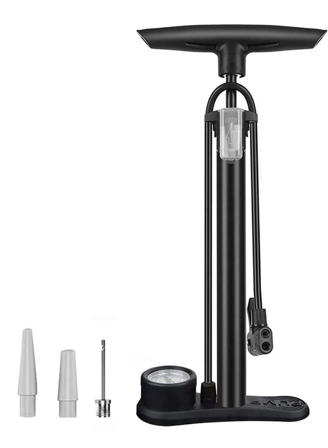 HOOTO Pump with Gauge - Portable Bicycle Tire Pump - 160 PSI Bike Air Pump with Presta and Schrader（black） - Image 1