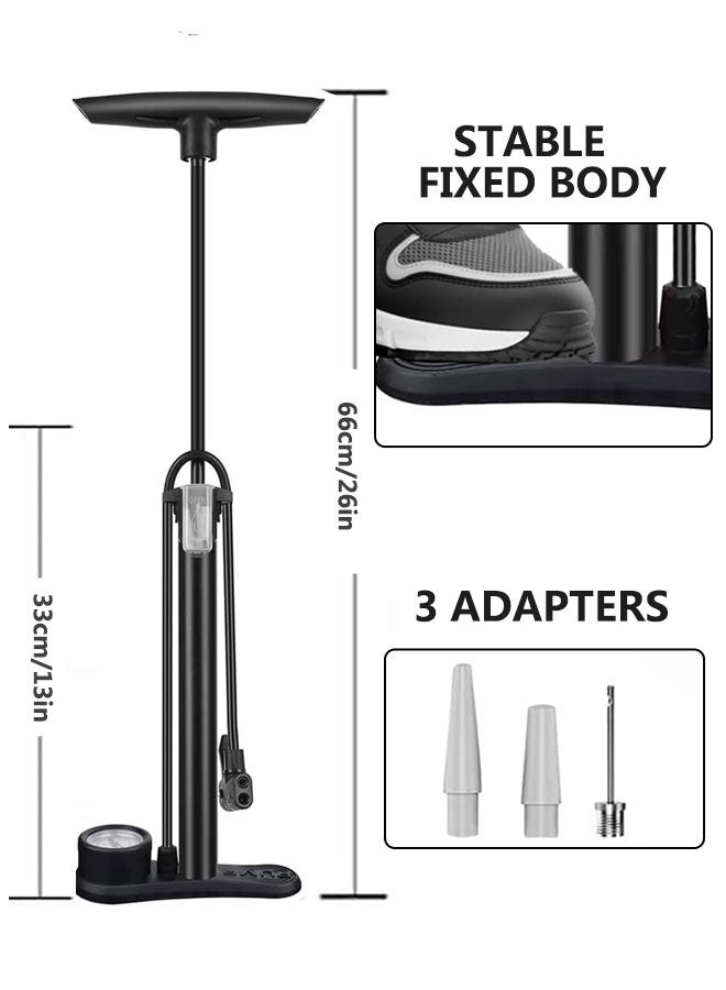 HOOTO Pump with Gauge - Portable Bicycle Tire Pump - 160 PSI Bike Air Pump with Presta and Schrader（black） - Image 3
