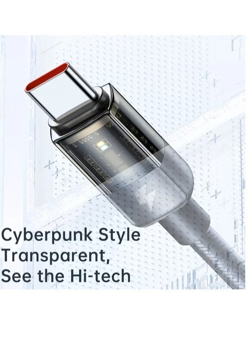 Mcdodo CA3150 6A Type-C Super Charge Transparent Data Cable – 1.2m Fast Charging & Sync Cable with Auto Power Off, Smart Battery Protection, High-Speed Data Transfer, and Durable Tangle-Free Design for Android & Type-C Devices - Image 3