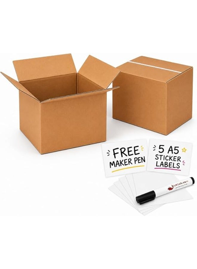 Alayjah,Large Double Wall Corrugated Moving Box + Marker Pen +5 Label Stickers,Heavy-Duty,100% Recyclable Carton Boxes for Packaging, Shipping & Storage, 30kg Capacity,1 Piece (Medium 45x45x45cm) 30100013 - Image 1