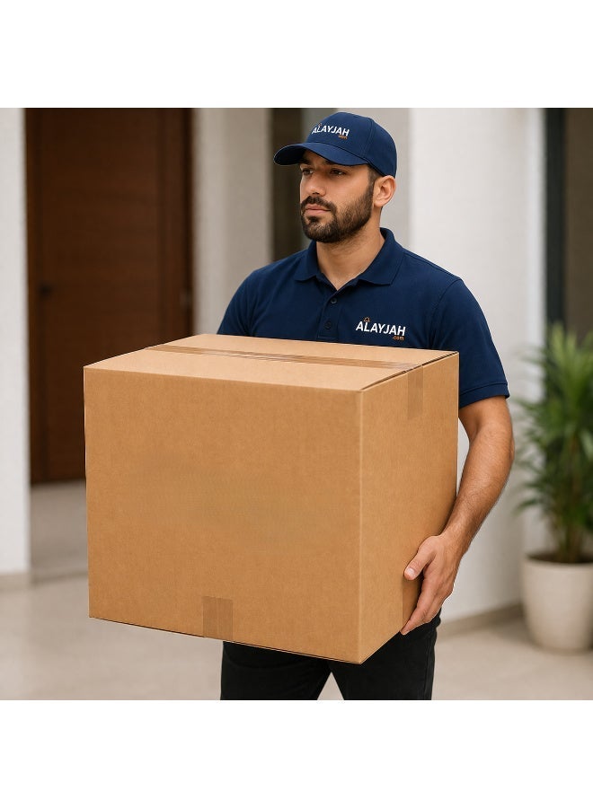 Alayjah,Large Double Wall Corrugated Moving Box + Marker Pen +5 Label Stickers,Heavy-Duty,100% Recyclable Carton Boxes for Packaging, Shipping & Storage, 30kg Capacity,1 Piece (Medium 45x45x45cm) 30100013 - Image 2