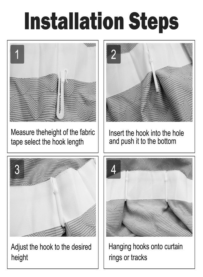 ztlab 80 Pcs Plastic Curtain Hooks,Adjustable Pinch Pleat Curtain Hooks Curtain Clips,Drapery Hooks, Plastic Curtain Hooks for Drapes, Curtain Pin Hooks for Window Curtain, Door Curtain, Shower Curtain - Image 2
