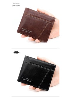 Kingdushi Men's Short Wallet Fashion Simple Men's Splice With Loose Leaf Coin Pocket Coin Wallet Large Capacity Money Clip  - Image 2
