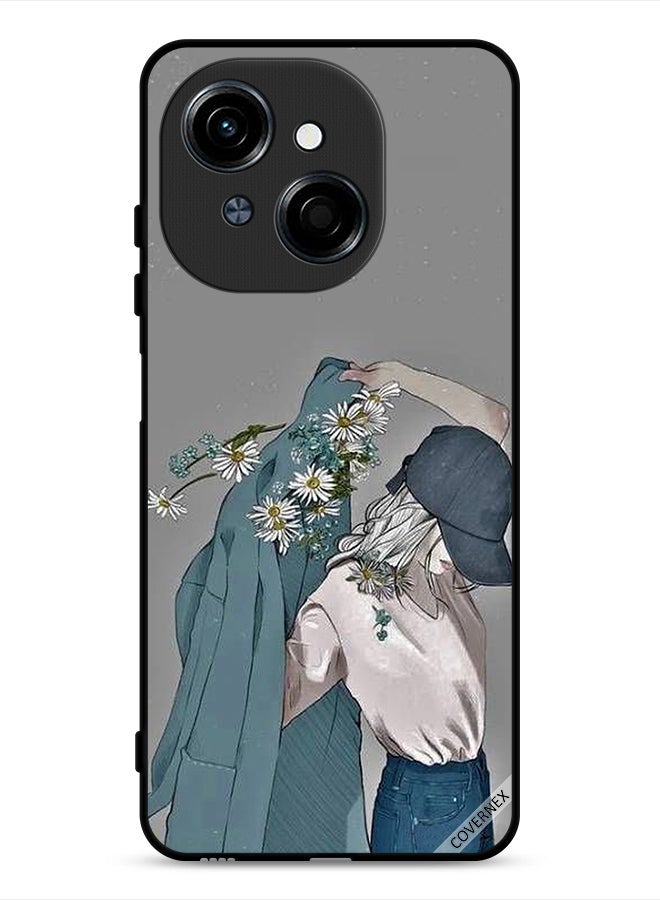 Covernex Tecno Spark Go 1 4G Protective Case Cover Cap Girl Wearing Coat Art - Image 1
