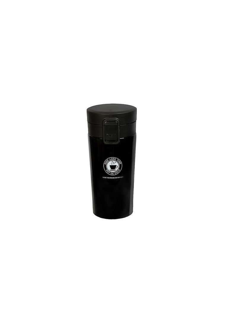 KD ZONE KD ZONE Thermos Flask with Lid Insulated Travel Tea and Coffee Mug Portable Thermal Cup Stainless Steel Vacuum Insulated Tumbler Cup for Hot Cold Drinks Black 400 ML  - Image 2