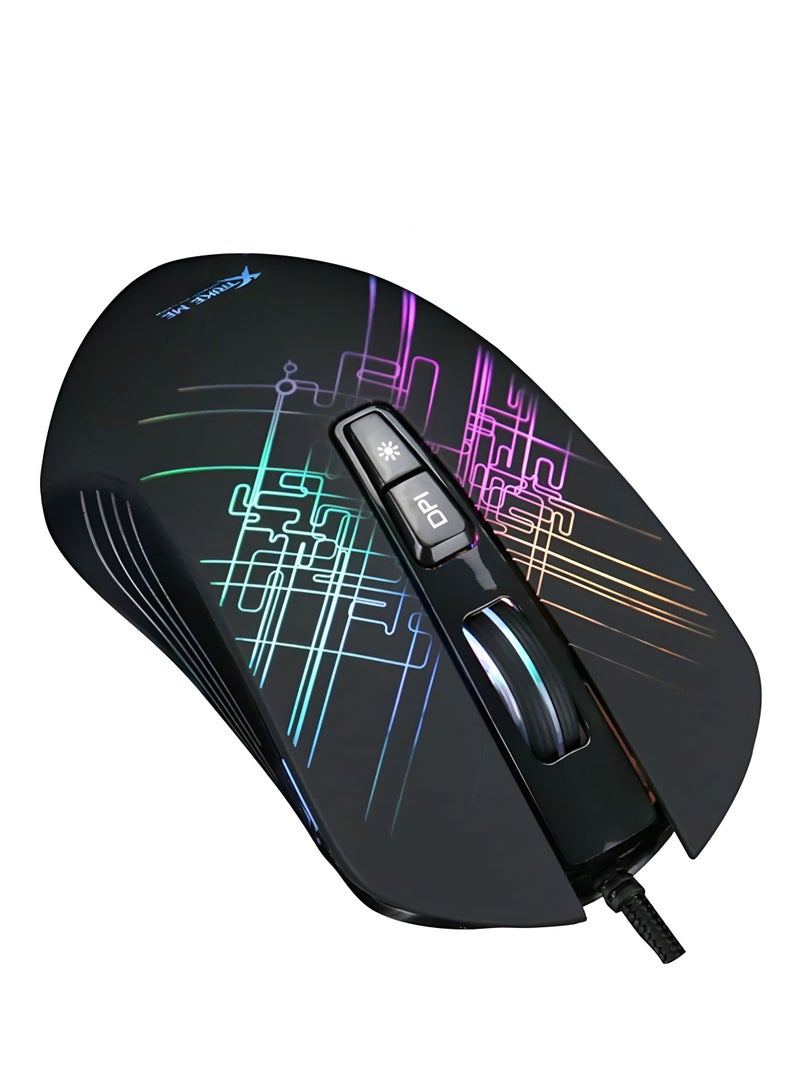 XTRIKE ME GM-510 Wired Gaming Mouse 4800 DPI Optical Sensor 7 Buttons RGB Backlight Programmable-BLACK  - Image 2