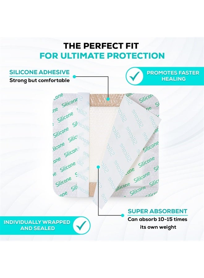 MedVance TM Silicone - Bordered Silicone Adhesive Foam Dressing Size 6"x6" (4.1"x4.1" pad), Box of 5 dressings - Image 2