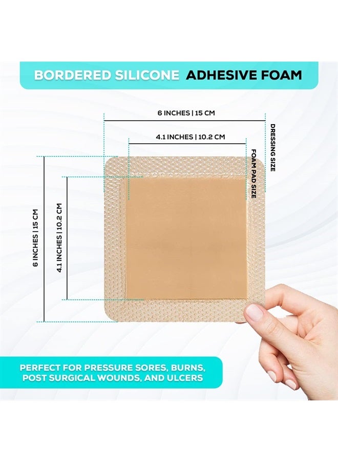 MedVance TM Silicone - Bordered Silicone Adhesive Foam Dressing Size 6"x6" (4.1"x4.1" pad), Box of 5 dressings - Image 3