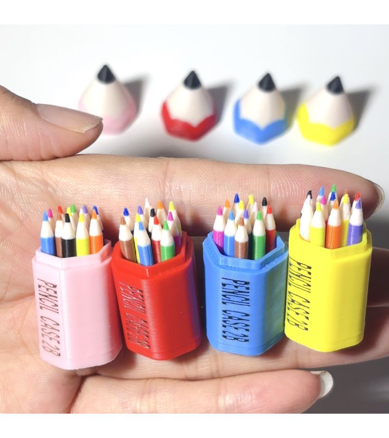 13 Pcs Red Mini Colored Pencil Pen Set With Fake Pencils For Dollhouse School Supplies - Image 4