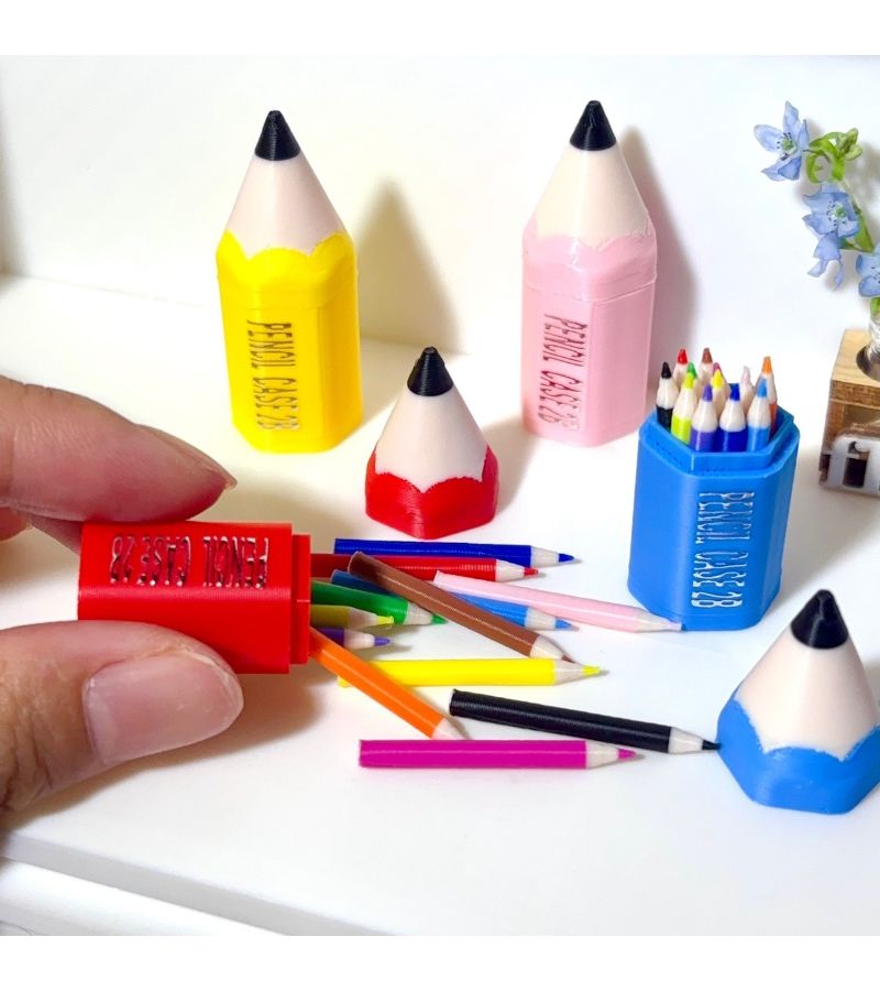 13 Pcs Red Mini Colored Pencil Pen Set With Fake Pencils For Dollhouse School Supplies - Image 1