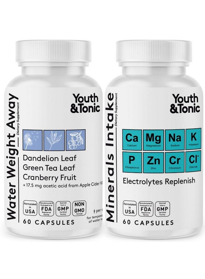 Youth & Tonic Water Weight Pills for Thin Waistline Belly Bloating Swelling & Temporary Water Retention + Electrolytes Replenish as Natural Diuretic Supplement for Woman & Men - 120 Capsules by Youth & Tonic  - Image 1