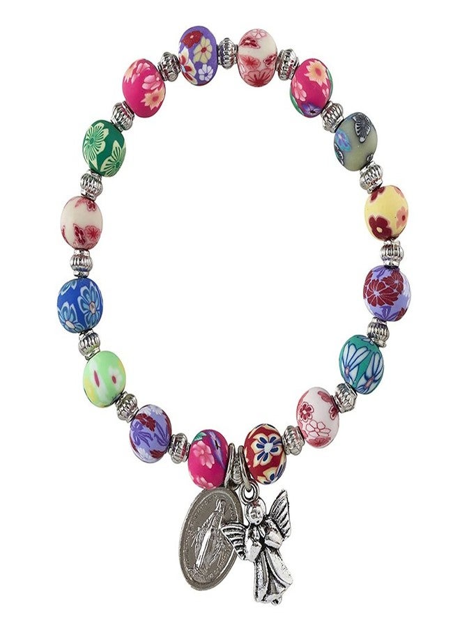 Trendzeen Miraculous Medal Bracelet with Miraculous Medal Prayer Card, The Lord's Prayer Card - Stretch Miraculous Bracelet with Guardian Angel Dangle - Miraculous Medal Bracelet For Women Set of 3 Items - Image 4