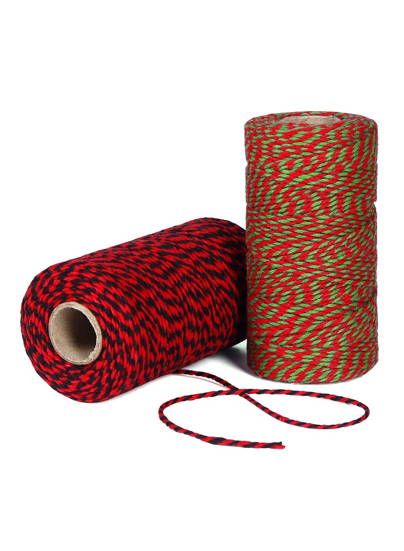 2 Rolls Colored Cotton Rope 200m 2MM Solid Wrapping T Durable Butchers String for Gift Meat Crafts Garden Wedding Decoration Packaging Thread - Image 1