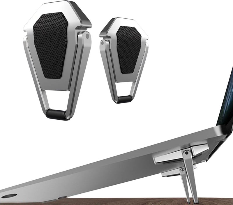CERLINK Mini Laptop Stand for Desk Holder Computer Portable Foldable Adjustable Notebook Stands, Aluminium Metal MacBook Stand, Compatible with 10-15.6 Inch Laptops, iPad-Silver (Pack of 2) - Image 1