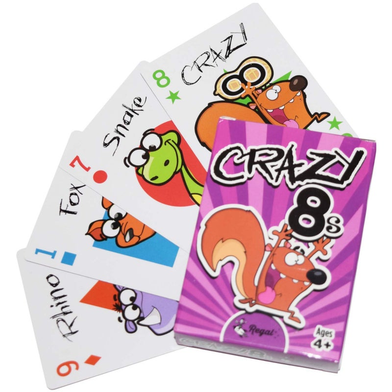 Regal Games Crazy 8's Card Game for Kids 4 5 6 7 8+ | Funny Travel Board Playing Game for Families (1 Pack) - Image 1