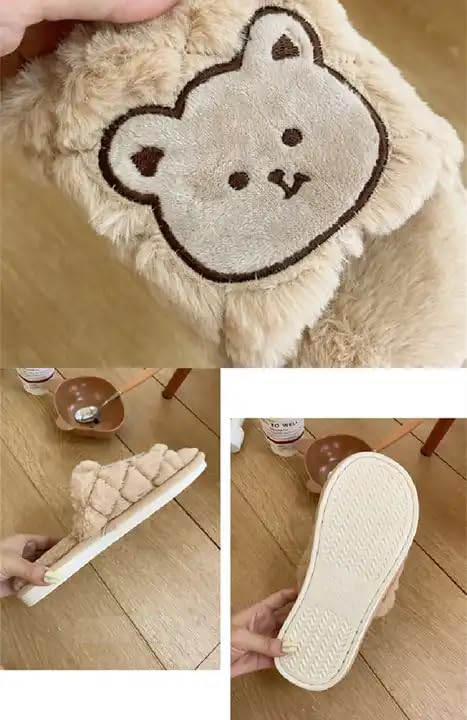 SILENCIO Warm Slipper for Women's Fur Flip Flops Winter Fashion Slipper for House & Bedroom Slides Home Indoor Outdoor Sandals (Skin, 5) - Image 5