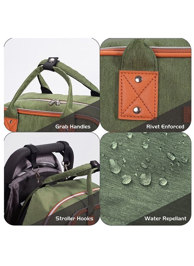 Little Story - 2-In-1 Diaper Bag With Sanitizer Bottle, Keychain And Stroller Hooks - Green - Image 1