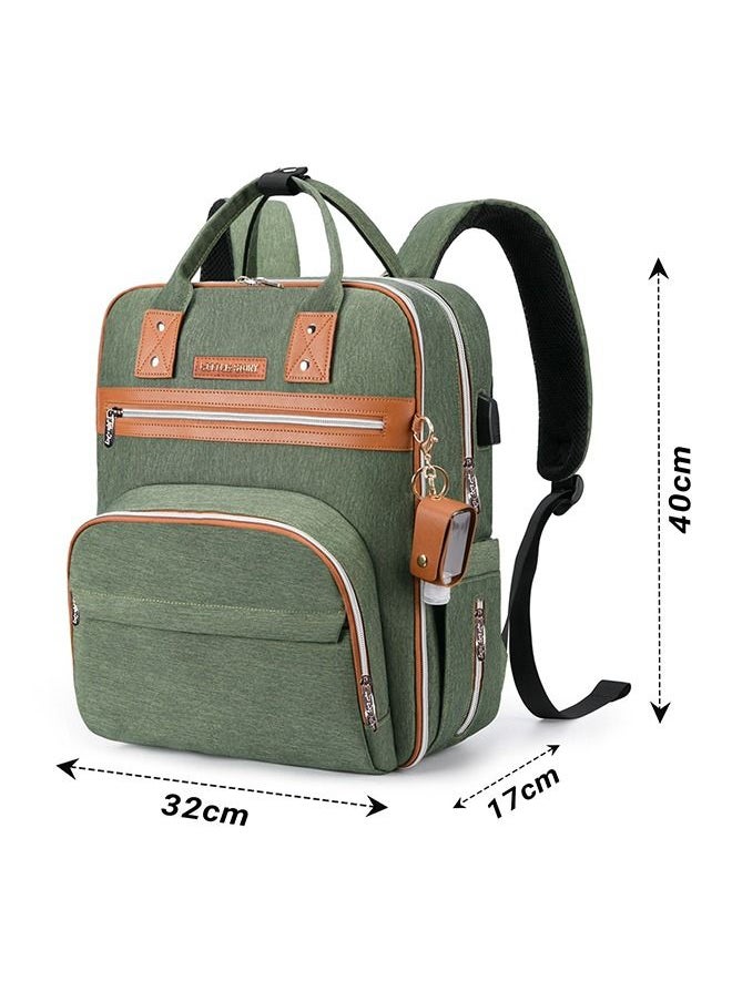 Little Story - 2-In-1 Diaper Bag With Sanitizer Bottle, Keychain And Stroller Hooks - Green - Image 1