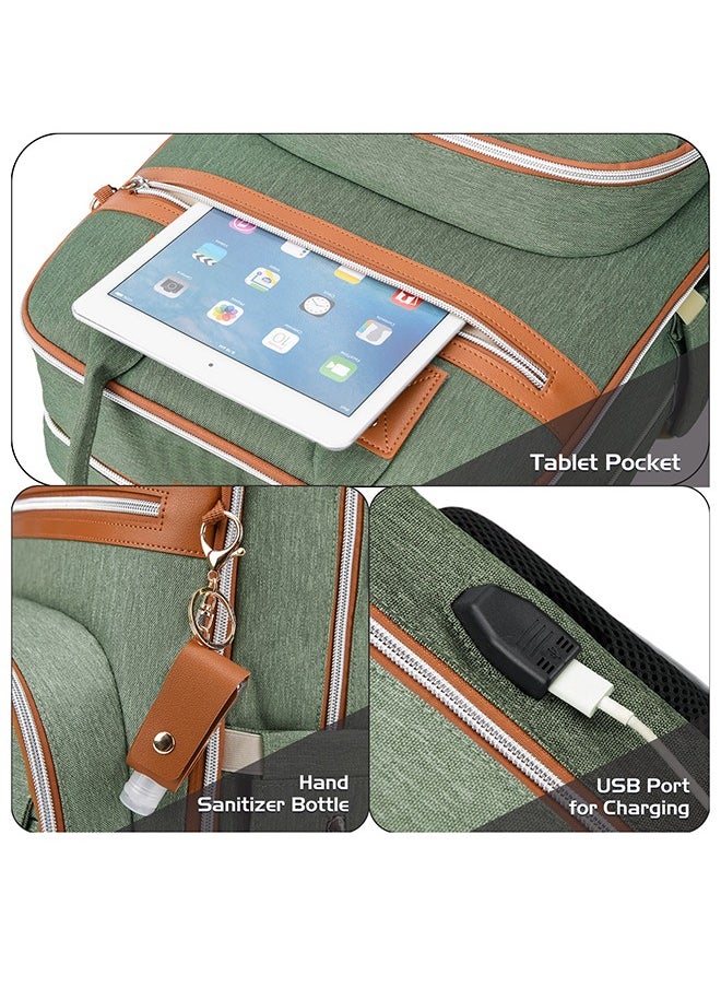 Little Story - 2-In-1 Diaper Bag With Sanitizer Bottle, Keychain And Stroller Hooks - Green - Image 1