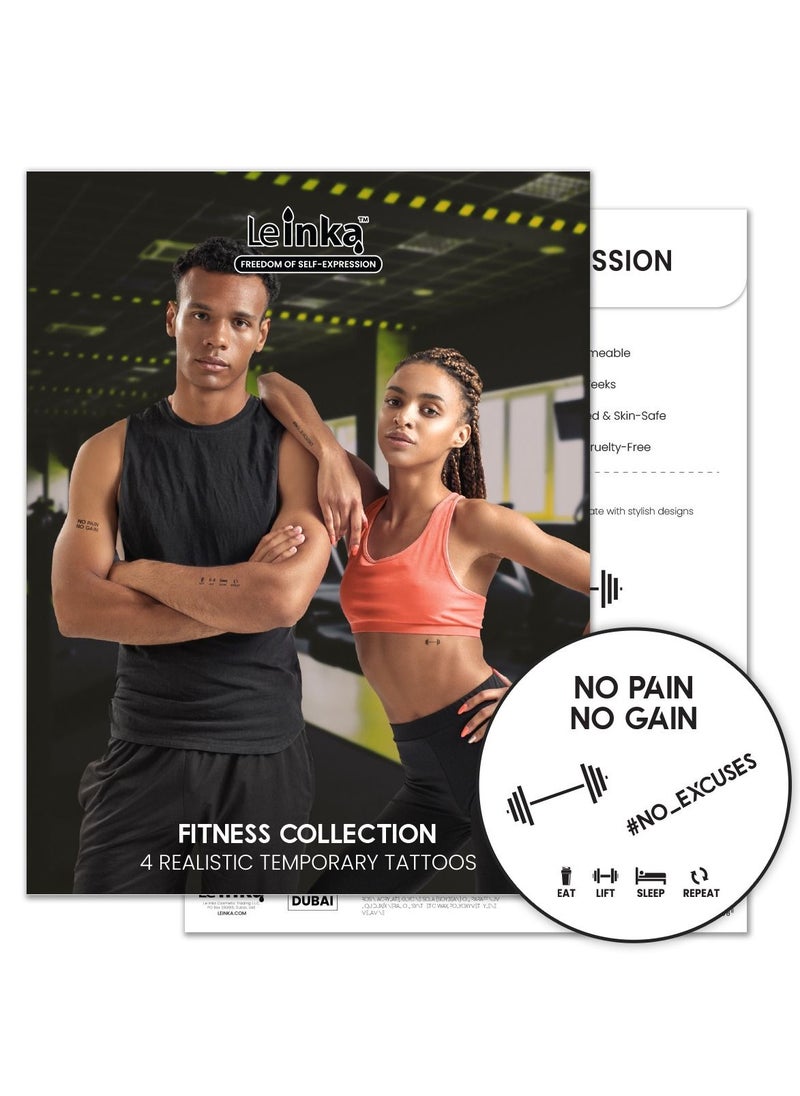 Le Inka - Le Inka Temporary Tattoos Pack of 4 Water-Permeable Breathable Long Lasting Lasts 1-2 Weeks Premium Plant-Based Men & Women - Fitness Collection - Image 1