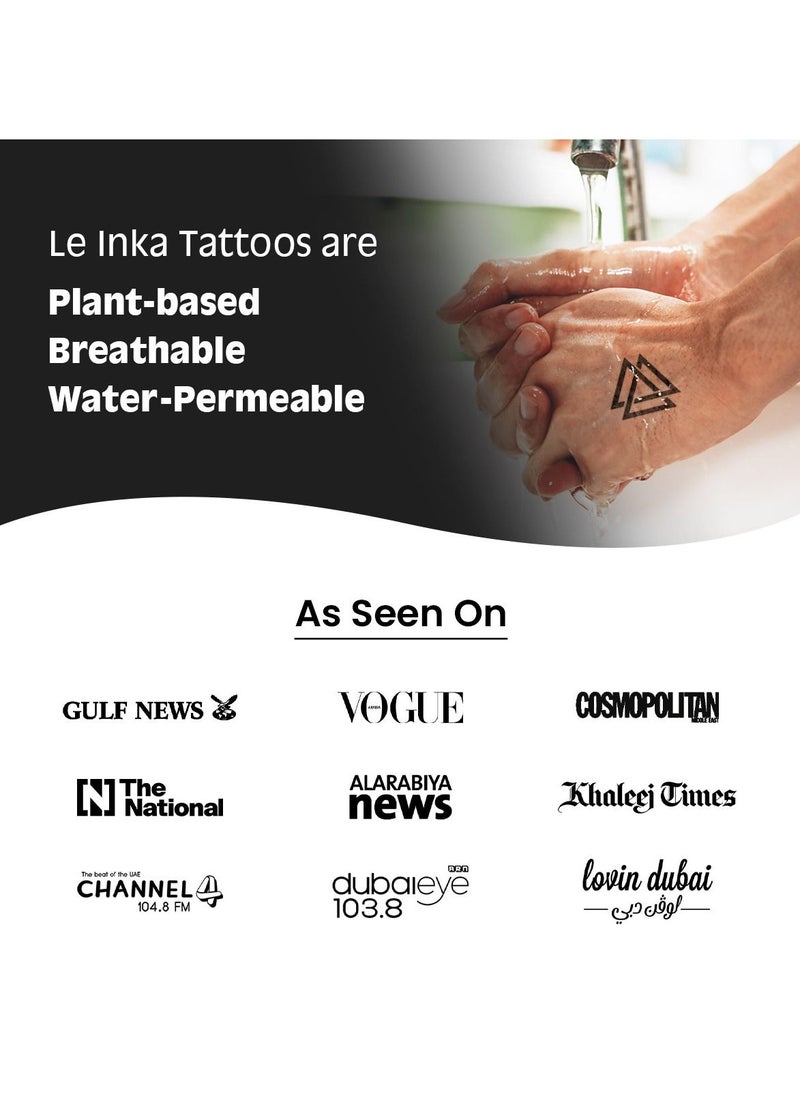 Le Inka - Le Inka Temporary Tattoos Pack of 4 Water-Permeable Breathable Long Lasting Lasts 1-2 Weeks Premium Plant-Based Men & Women - Fitness Collection - Image 1