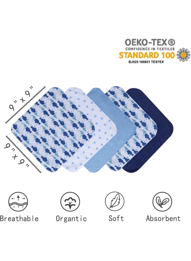 Viviland Baby Towels and Washcloths, Soft Absorbent Baby Boy Bath Towel Set, Whale Hooded Towels with 5 Infant Washcloths - Image 4