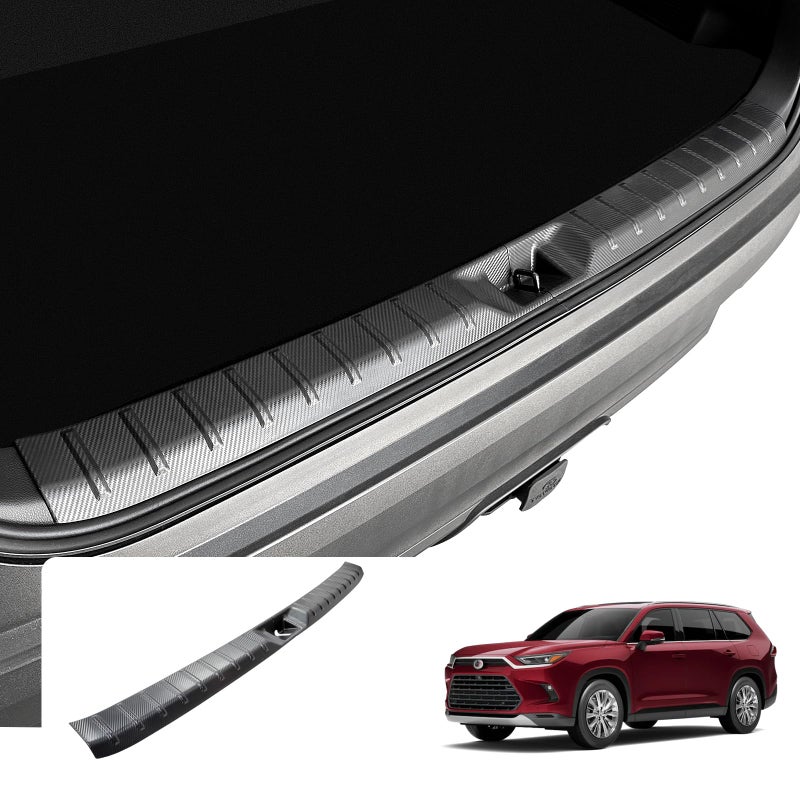 HOUCLEMIC Rear Trunk Bumper Protector for 2025 2024 Grand Highlander Accessories Trunk Door Sill Protector for Toyota Grand Highlander Accessories 2024 2025 Carbon Fiber Pattern 2 PCs
