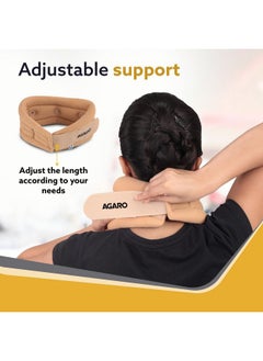 AGARO AGARO Cervical Collar Spondylitis Neck Support, Adjustable Neck Brace With Extra Support, Relieves Pain, Stress & Pressure in Spine, Inflatable Neck Stretcher Collar Device, Large, Beige  - Image 4