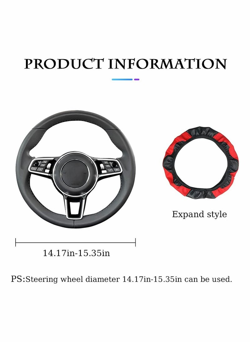 SYOSI Car Steering Wheel Cover, Universal Black Microfiber Leather Elastic 15-inch Stitching Anti-Slip Steering Wheel Protector for Family Men Women Interior Accessories - Image 2