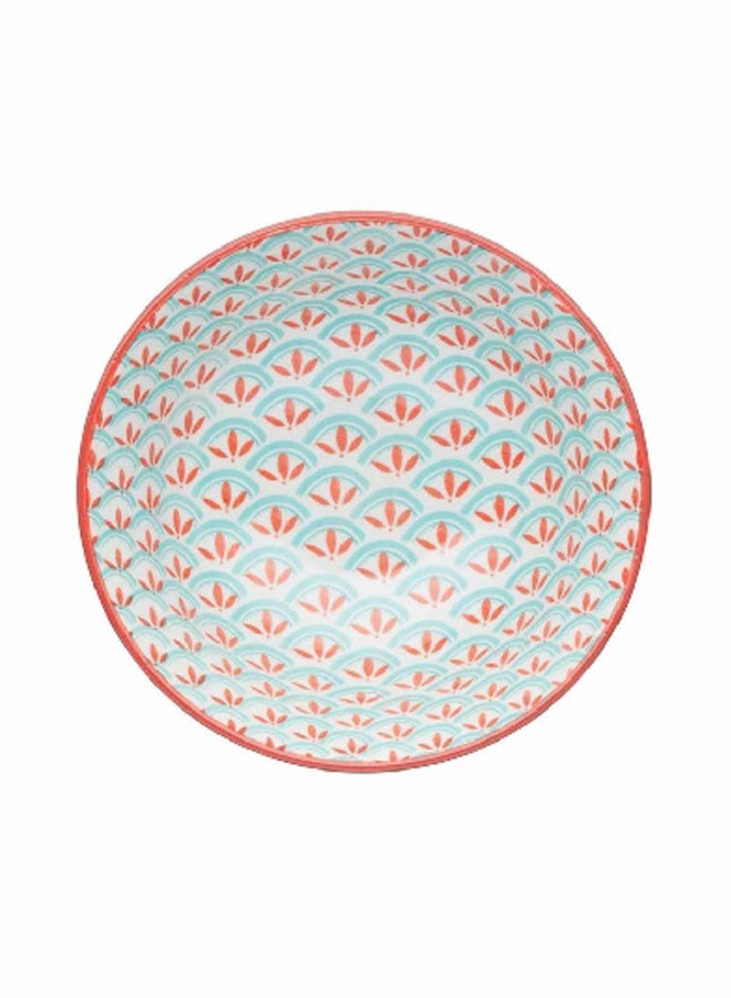 KitchenCraft Geometric Design Food Safe Ceramic Bowl Green and Red 15.7 cm KCBOWL31 - Image 2