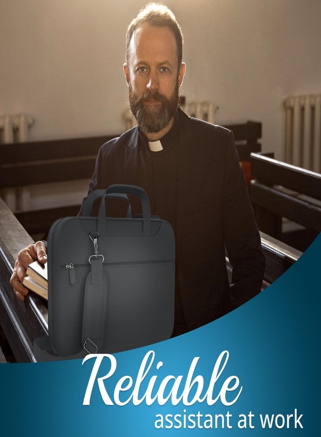 DEHITE Bible Cover Case for Women and Men - Grey Bible Carrying Bag Extra Large Size - | Fit Book 11.2 x 8.4 x 1.8 IN | Pen Slots | Zippered Pocket | Shoulder Strap | Premium Fabric - Image 5