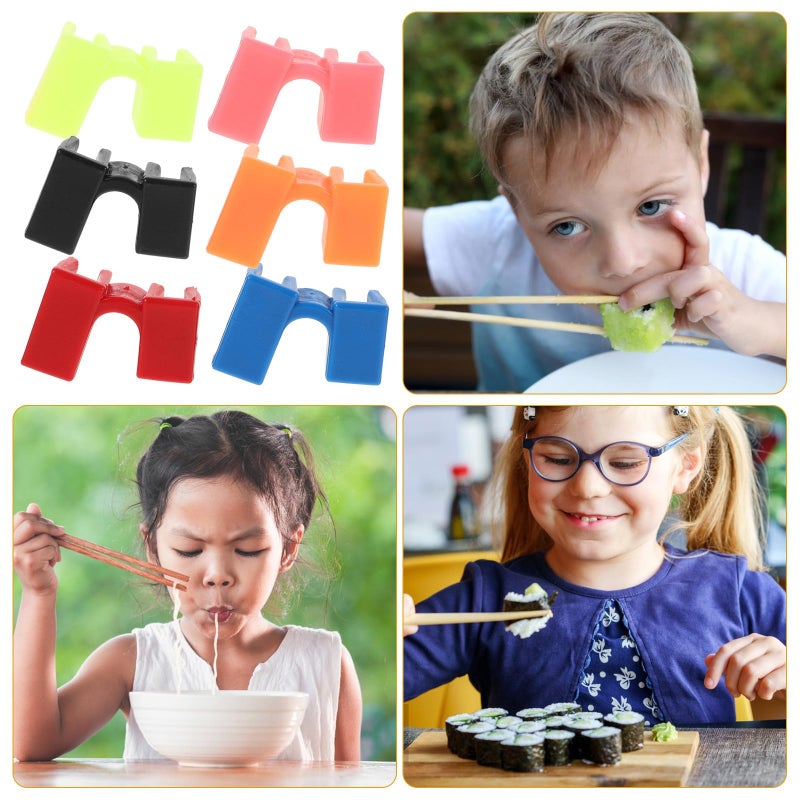 Reusable Chopsticks Training Clips Set of 6 Colors Plastic Hinged Helpers for Adults and Beginners - Image 4