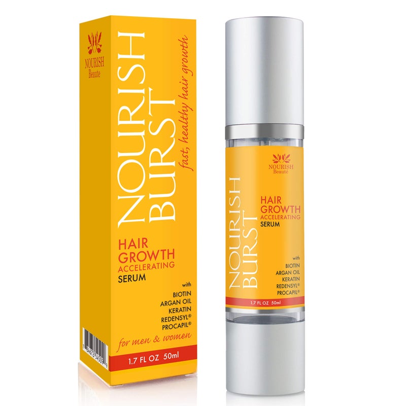Nourish Beaute سيروم علاج إعادة نمو الشعر من نورش بيوتي لتساقط الشعر، الحجم والسمك مع الكافيين للرجال والنساء، 1.7 أونصة - Image 1