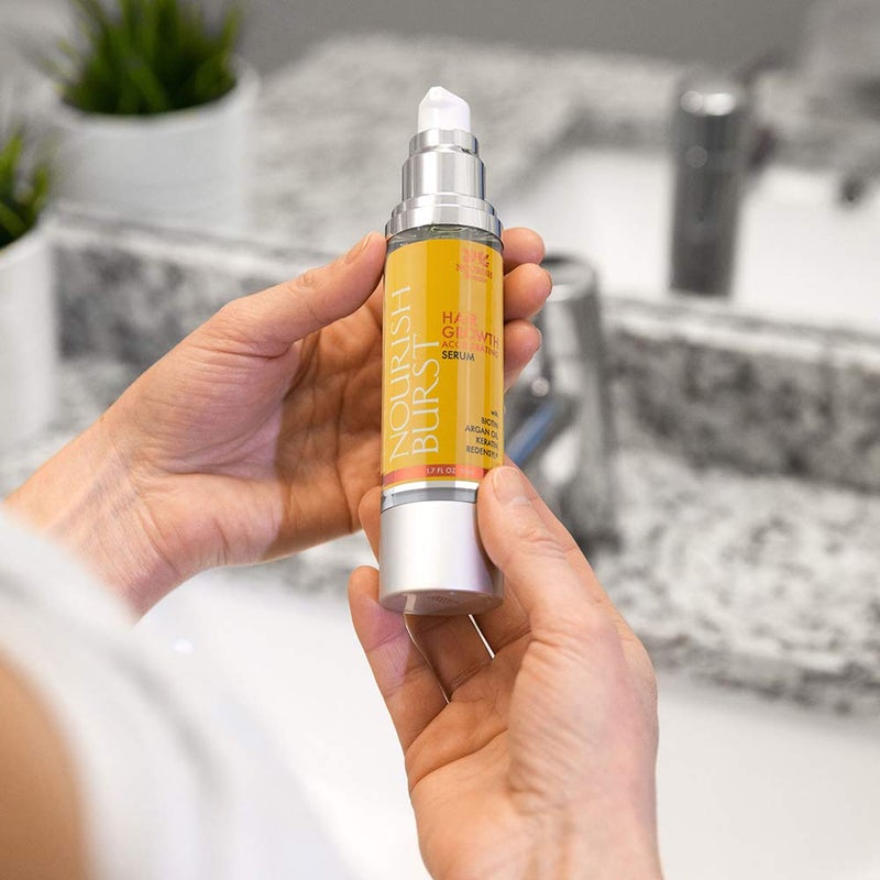 Nourish Beaute سيروم علاج إعادة نمو الشعر من نورش بيوتي لتساقط الشعر، الحجم والسمك مع الكافيين للرجال والنساء، 1.7 أونصة - Image 2