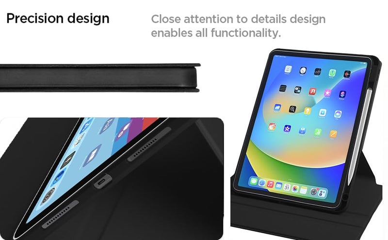 Arctic Fox Smart Folio Rotating Cover Case for iPad Air 11 inch M3/M2 2025/2024, iPad Air 5th/4th Gen Case 10.9 Inch, 360 Degree Rotation Protective Stand Cover Clear Back (Green) - Image 5