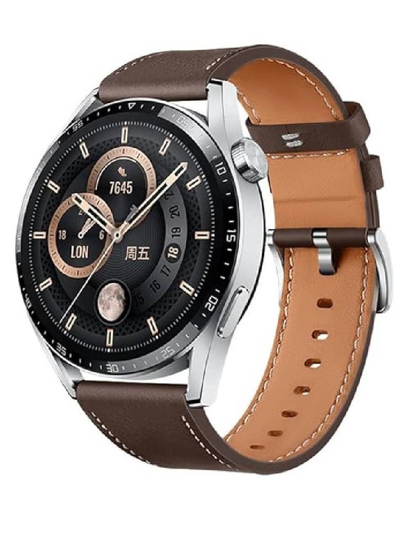 GENNEXT Replacement Genuine Leather Sport Strap For Huawei Watch GT2 Pro / Huawei GT4 46mm / watch 4 Pro / watch 4/ watch Ultimate / Huawei GT3 46mm / Watch 3 / Watch 3 Pro / GT3 Pro Brown - Image 1