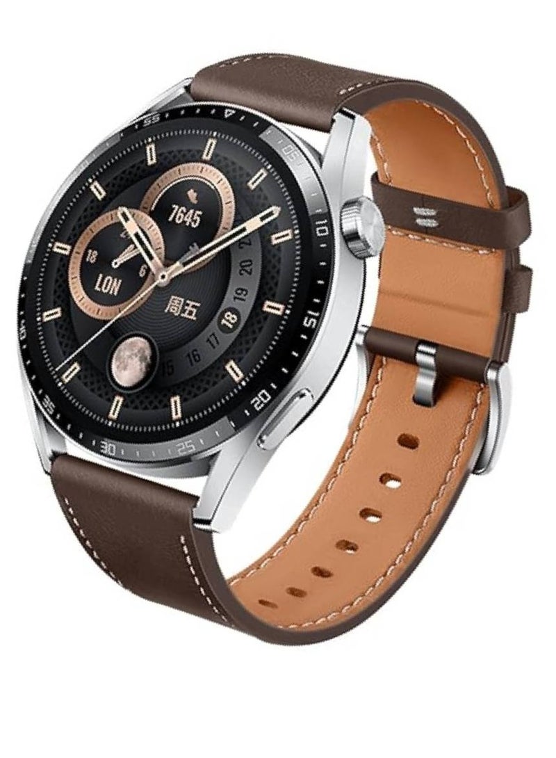 GENNEXT Replacement Genuine Leather Sport Strap For Huawei Watch GT2 Pro / Huawei GT4 46mm / watch 4 Pro / watch 4/ watch Ultimate / Huawei GT3 46mm / Watch 3 / Watch 3 Pro / GT3 Pro Brown - Image 2