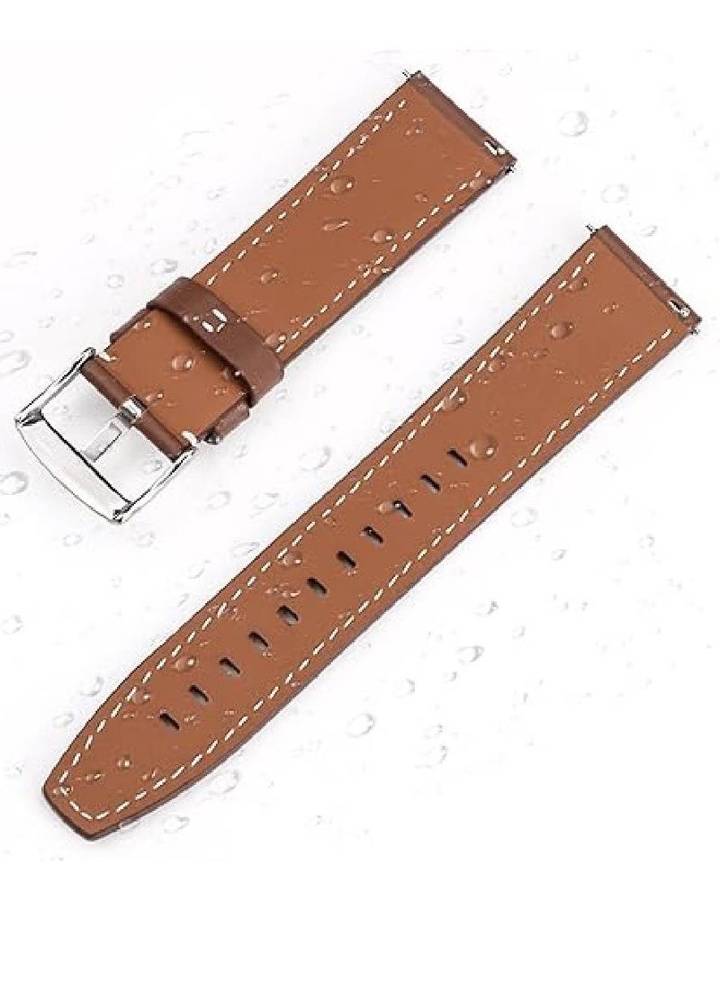 GENNEXT Replacement Genuine Leather Sport Strap For Huawei Watch GT2 Pro / Huawei GT4 46mm / watch 4 Pro / watch 4/ watch Ultimate / Huawei GT3 46mm / Watch 3 / Watch 3 Pro / GT3 Pro Brown - Image 3